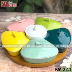 Khay mứt hoa Đào ngũ sắc