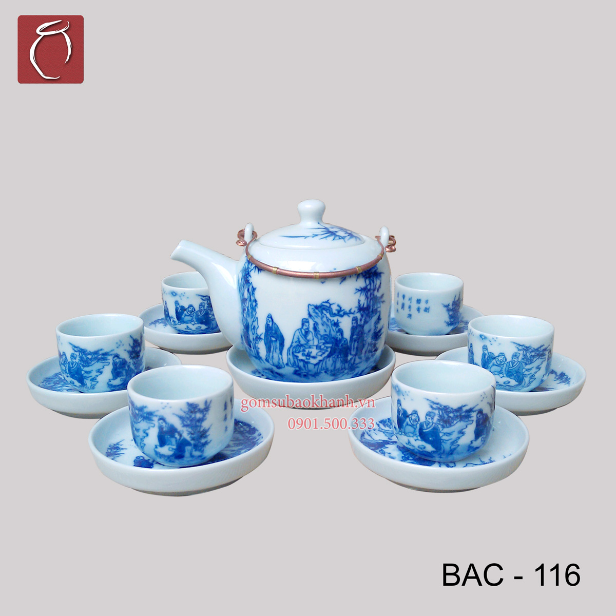 Chuyện xưa tích cũ trên những bộ ấm trà men lam Bát Tràng 