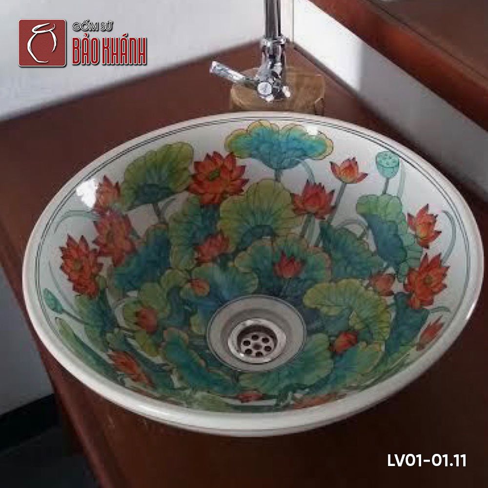 Chậu rửa mặt lavabo gốm sứ Bát Tràng LV01-01.11