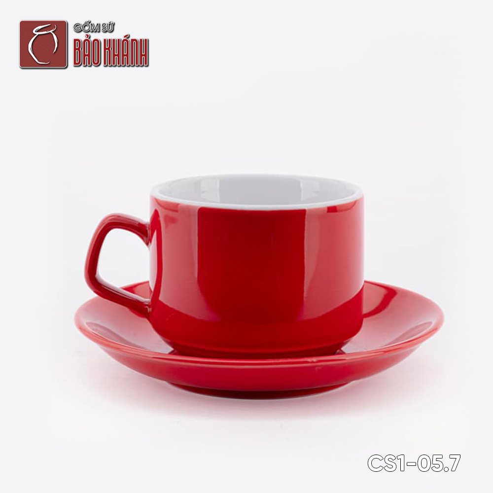 Bộ ly sứ uống cafe Cappuccino Mỹ 250ml màu