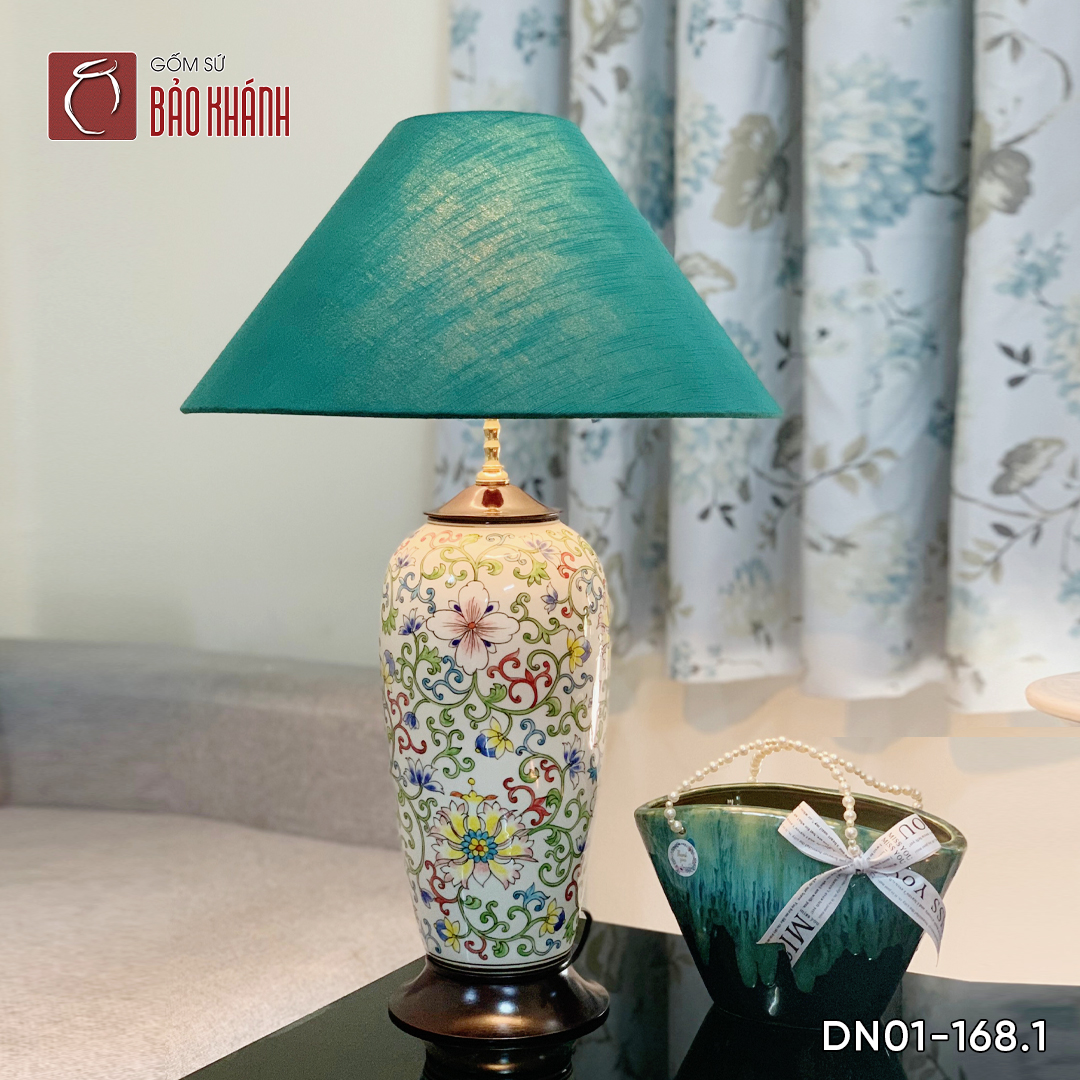 Đèn ngủ để bàn gốm sứ cao cấp vẽ Hoa Dây DN01-168.1