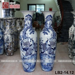 Lọ lộc bình Tùng Hạc men lam cao 1,6m