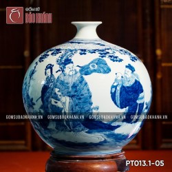Bình hút lộc Phúc Lộc Thọ men lam