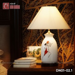 Đèn ngủ để bàn gốm sứ trắng Vũ điệu tình yêu