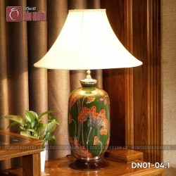 Đèn ngủ để bàn gốm sứ cao cấp Sen Lục Bảo