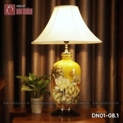 Đèn ngủ để bàn gốm sứ cao cấp Diệp Liên Hoàng Bào