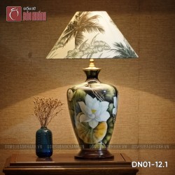 Đèn ngủ để bàn gốm sứ cao cấp Bạch Liên Hoa