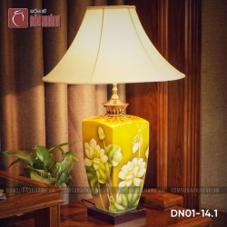 Đèn ngủ để bàn gốm sứ cao cấp Bạch Liên Hoàng Bào