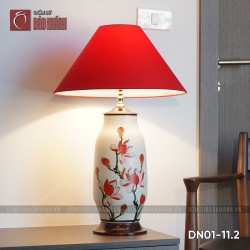 Đèn ngủ để bàn gốm sứ cao cấp hồng liên thanh tịnh dáng cao