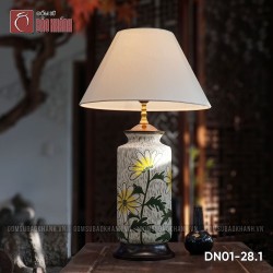 Đèn ngủ để bàn gốm sứ cao cấp Cúc Họa