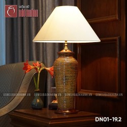 Đèn ngủ để bàn gốm sứ cao cấp Tụ Quang Hoàng Phố ( Dáng tròn)