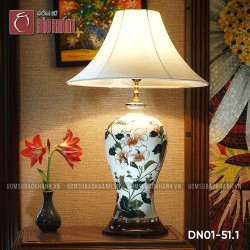 Đèn ngủ  để bàn gốm sứ cao cấp Bạch Mộc Cẩn