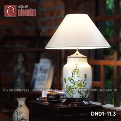 Đèn ngủ để bàn gốm sứ cao cấp bích liên thanh tịnh dáng ngắn