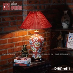 Đèn ngủ để bàn gốm sứ cao cấp Bách liên Châu sa