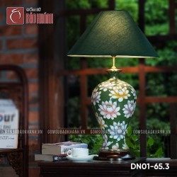 Đèn ngủ để bàn gốm sứ cao cấp Bách liên lục bảo