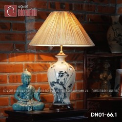 Đèn ngủ để bàn gốm sứ cao cấp chu liên thu họa
