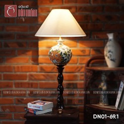 Đèn ngủ để bàn gốm sứ cao cấp Mẫu đơn phú quý