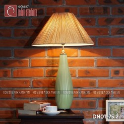 Đèn ngủ để bàn gốm sứ cao cấp Thanh an ngọc màu xanh