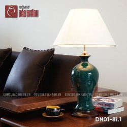 Đèn ngủ để bàn gốm sứ cao cấp Ngọc nghiên bảo bình (lục bảo)