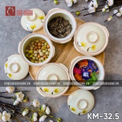 Khay mứt men kem hoa Bồ Công Anh vàng 5 ngăn