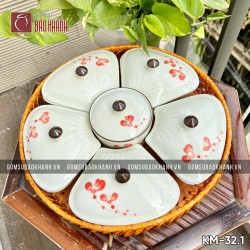 Khay mứt hoa đào men kem Hoa Đào Đỏ