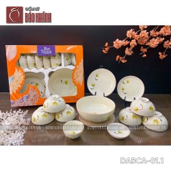 Bộ đồ ăn men kem hoa Bồ Công Anh vàng 11 món