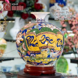Bình hút lộc Phúc Lộc Thọ vẽ vàng