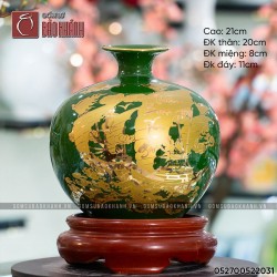 Bình hút lộc Thuận Buồm xuôi gió men lục bảo vẽ vàng