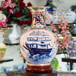 Lọ tỏi nhị cảnh Thuận Buồm Xuôi Gió - Chim Hoa Phú Quý vẽ vàng