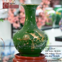 Lọ tỏi Liên Hoa men lục bảo vẽ vàng