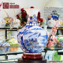 Lọ tỏi Sơn Thủy vẽ vàng