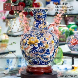 Lọ tỏi Phượng Hoàng Mẫu Đơn vẽ vàng