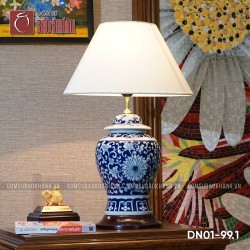 Đèn ngủ để bàn gốm sứ cao cấp Diệp Lạp Hải Lan