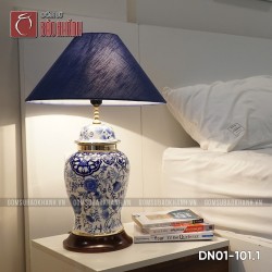 Đèn ngủ để bàn gốm sứ cao cấp Hoàng Lam Hải
