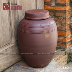 Chum sành trơn Bát Tràng ngâm rượu 2 nắp 60 lít
