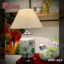 Đèn ngủ để bàn gốm sứ Bồ Công Anh dáng thấp