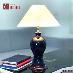 Đèn ngủ để bàn gốm sứ cao cấp Ngọc nghiên bảo bình xanh cửu long cổ nhỏ