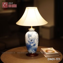 Đèn ngủ để bàn gốm sứ cao cấp Ngọc Lam Liên