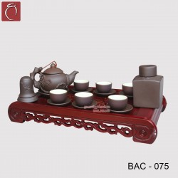 Bộ ấm chén tử sa đắp nổi cây Tùng và phụ kiện