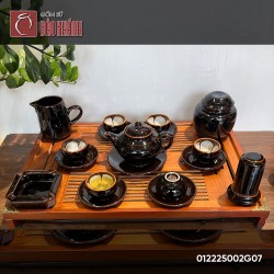 Bộ ấm chén men nâu đen dáng chuông