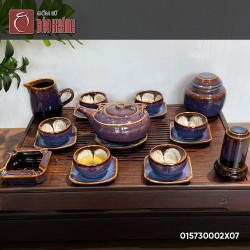 Bộ ấm chén men tưa tím dáng Giang Tây