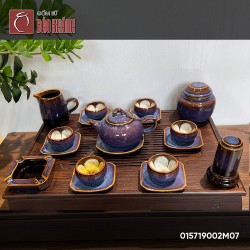 Bộ ấm chén men tưa tím dáng quả hồng
