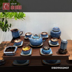 Bộ ấm chén men xanh Hoàng Gia dáng quả hồng