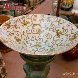 Chậu rửa mặt lavabo gốm sứ Bát Tràng LV01-01.5