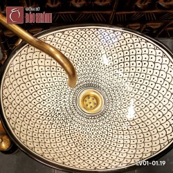 Chậu rửa mặt lavabo gốm sứ Bát Tràng LV01-01.19