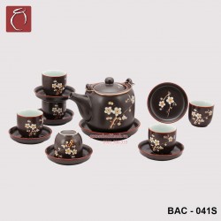 Bộ ấm chén tử sa Vại khắc hoa Đào