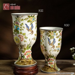 Lọ hoa vẽ Chim Hoa Phú Quý dáng ly