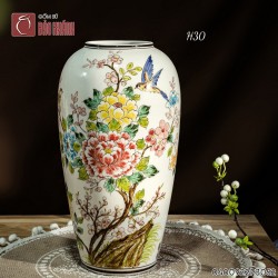 Lọ hoa vẽ Chim Hoa Phú Quý dáng vò cao