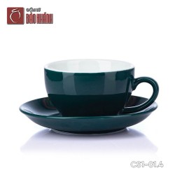 Bộ ly sứ uống cafe Cappuccino dáng thấp 220ml nhiều màu