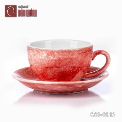 Bộ ly sứ uống cafe Cappuccino dáng thấp 220ml vân đá